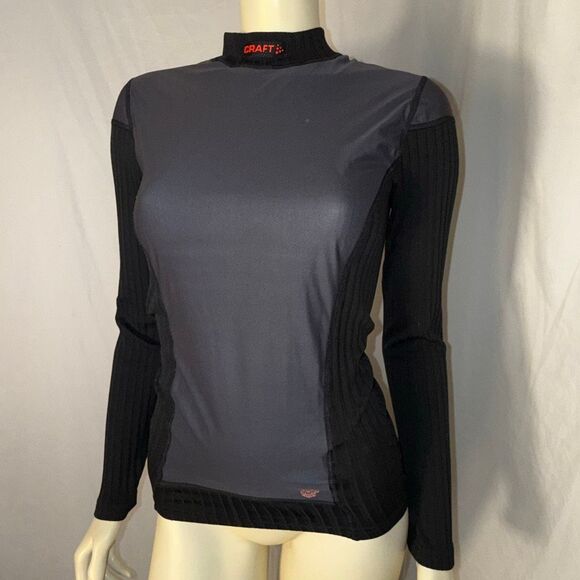 Craft Pro Warm Base Layer Top Women’s Small – Black Gray Thermal Long Sleeve Com - Picture 2 of 13